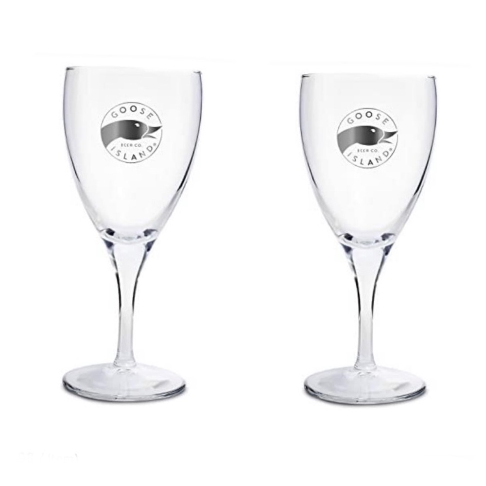 2 Unique Vintage  Goose Island Signature Ale Chalice 12 oz Glasses
